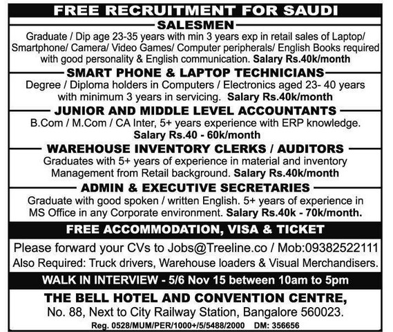 Free job recruitment for Saudi