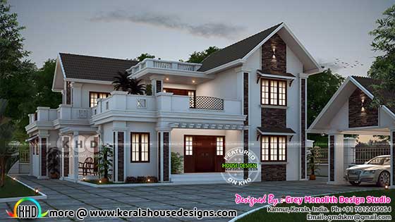 Grand sloping roof house architecture