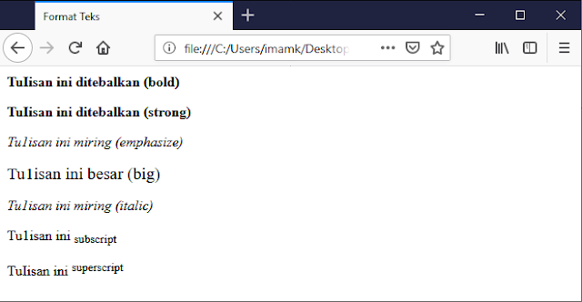 Output Pemformatan Teks