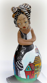 Rise Up an OOAK Gourd and Clay Art Doll for Women's Empowerment and Healing our World