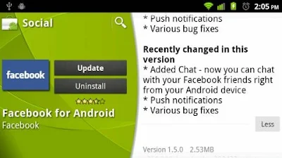 Download Facebook za Android v1.5 update