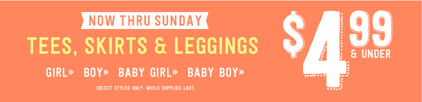   Crazy 8 Tees, Skirts & Leggings now $4.99 through Sunday 5/4/14 : BeckyCharms.com