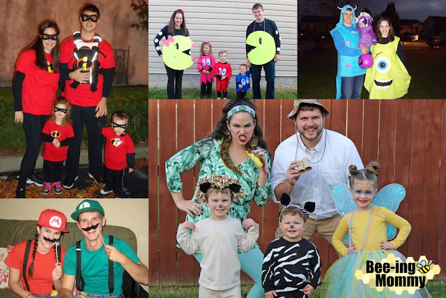 DIY family costumes, themed costumes, halloween costume, easy costumes, DIY costume, Safari costume, Incredibles costume, Mario & Luigi costume, Pacman family costume, Monster's Inc. Costume