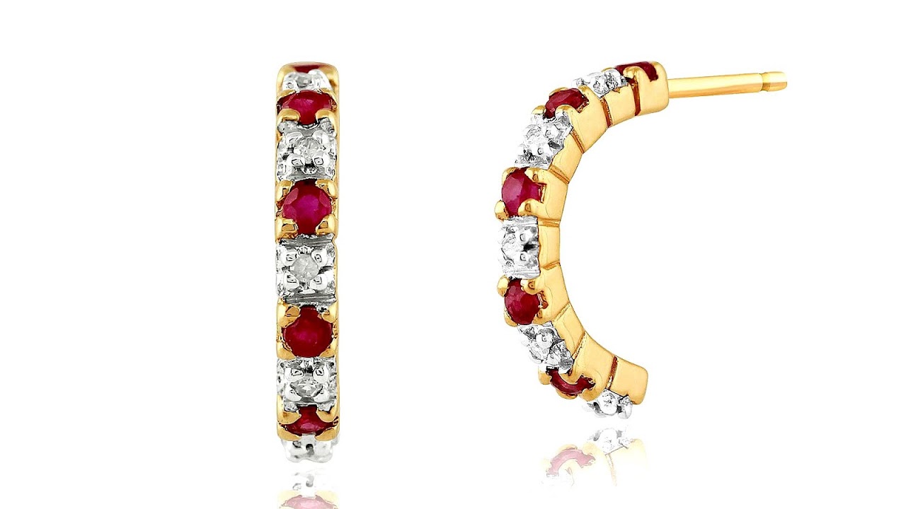 Ruby And Diamond Earrings Yellow Gold