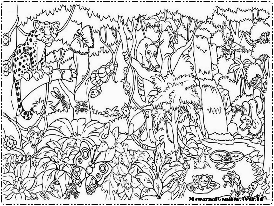 Gambar Mewarnai Pemandangan Hutan  Mewarnai Gambar