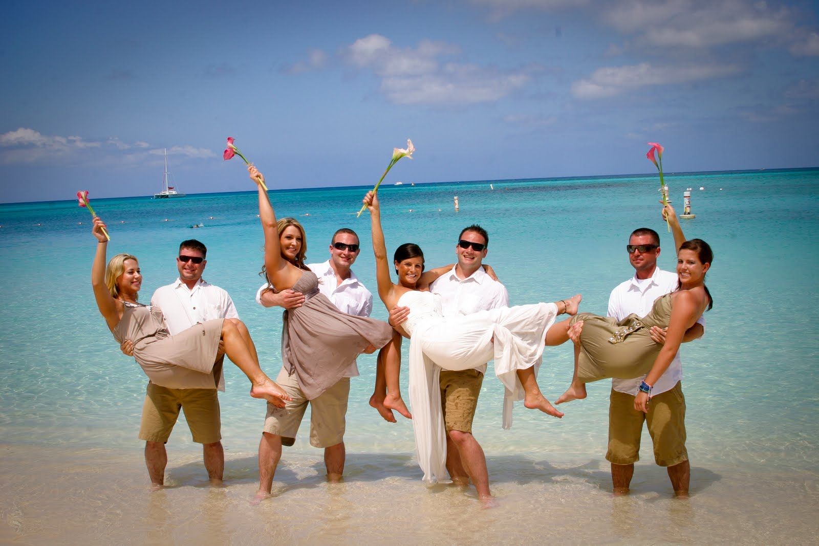 beach wedding party