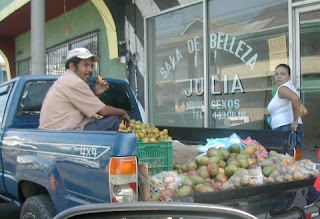 Mangos sold from pickup, La Ceiba, Honduras