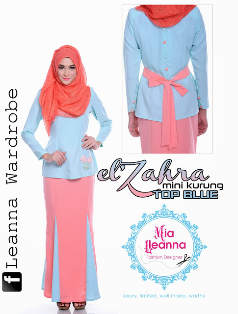 El-Zahra Mini Kurung Top Blue , PRICE: RM 199 ( exclude postage, rm 10 for postage fee) STANDARD SIZE: S,M, L, XL