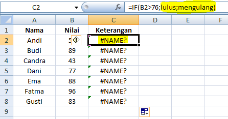 Fungsi dan Cara Menggunakan Rumus IF di MS Excel Fungsi dan Cara Menggunakan Rumus IF Pada Microsoft Excel