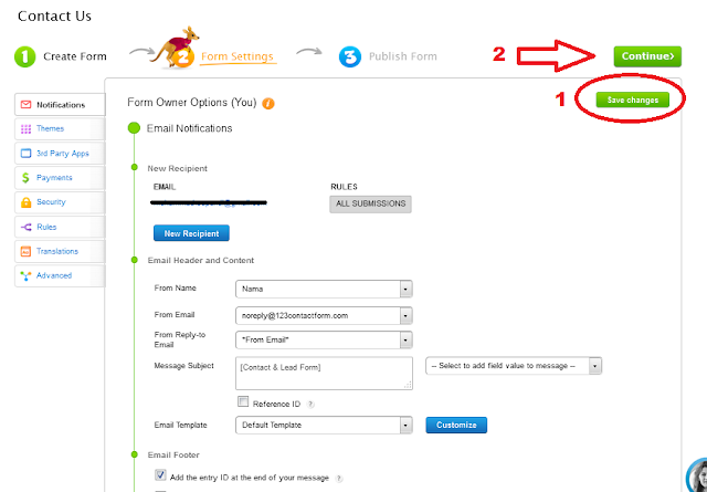 cara membuat layanan contact us blog di 123contactform