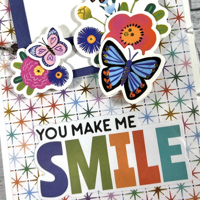 Acrylic Scrapbook Mini Album with butterflies, flowers, and stars