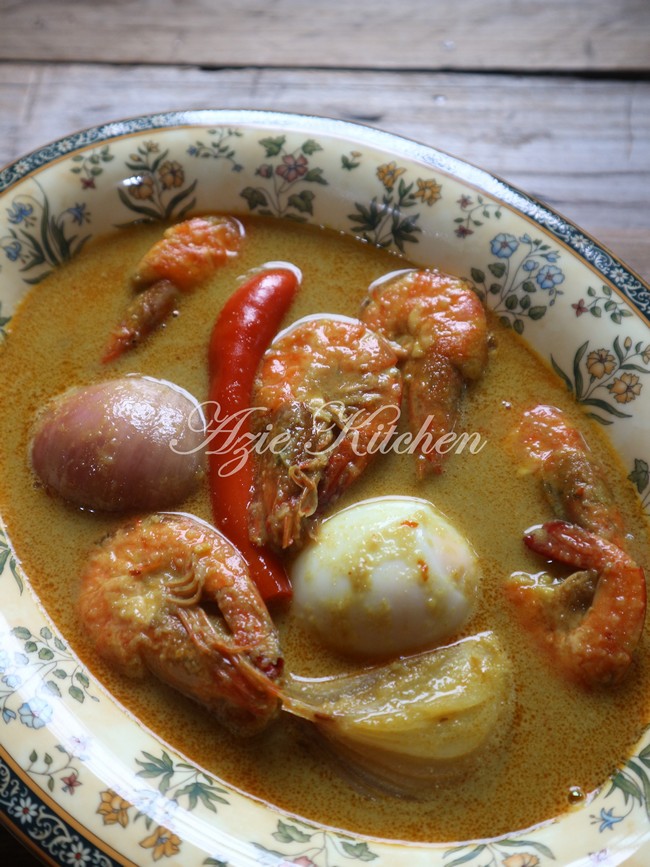 Gulai Udang Lauk Nasi Dagang Kelantan Resepi 2 - Azie Kitchen