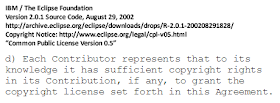 IBM / Eclipse Copyright Notice Version 0.5, dated Aug. 29, 2002