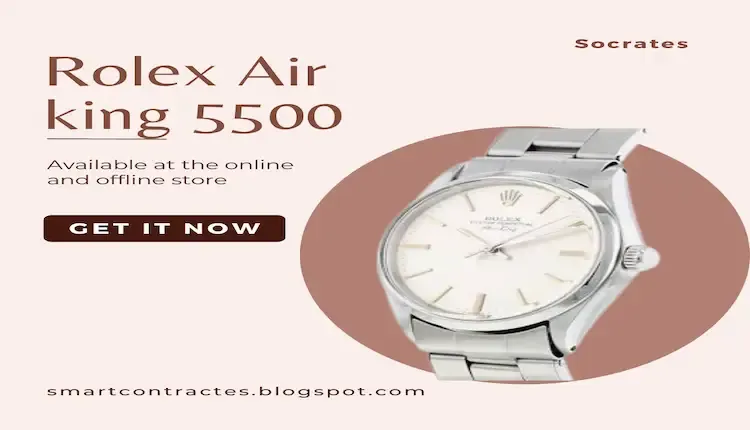 Picture of the Rolex air king watch with some information written on it