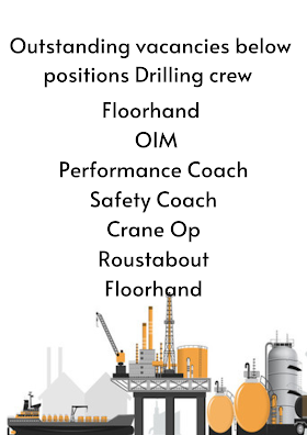 Outstanding vacancies below positions Drilling crew 