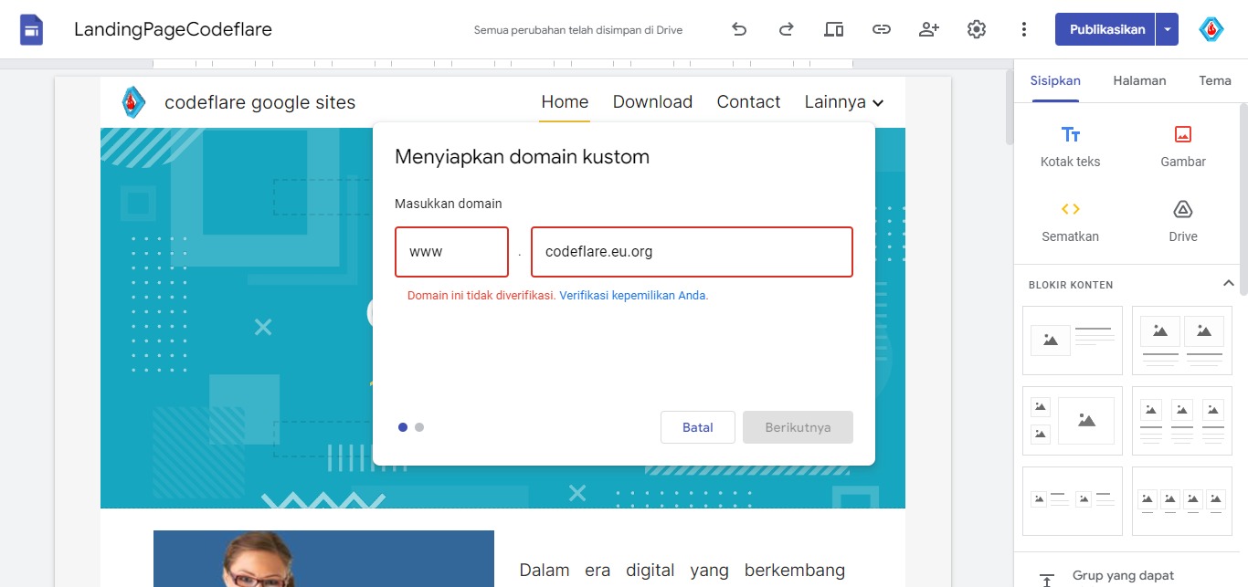 Cara Setting Domain Kustom Google Sites 05