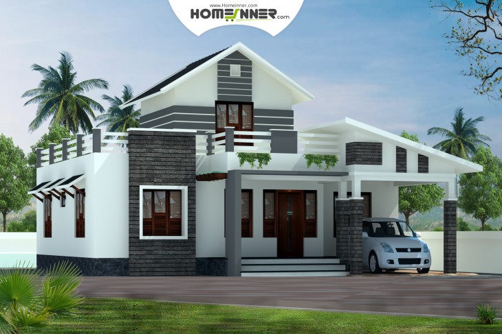  low  cost  Kerala home  design 1379 Sq Ft 2 Bhk house  plan 