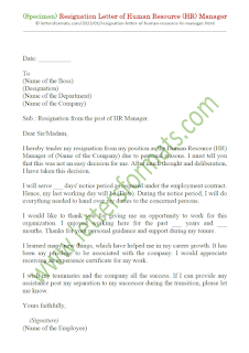 how do i write a letter of resignation to my hr manager