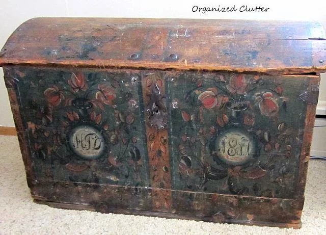 An Antique Norwegian Trunk www.organizedclutterqueen.blogspot.com