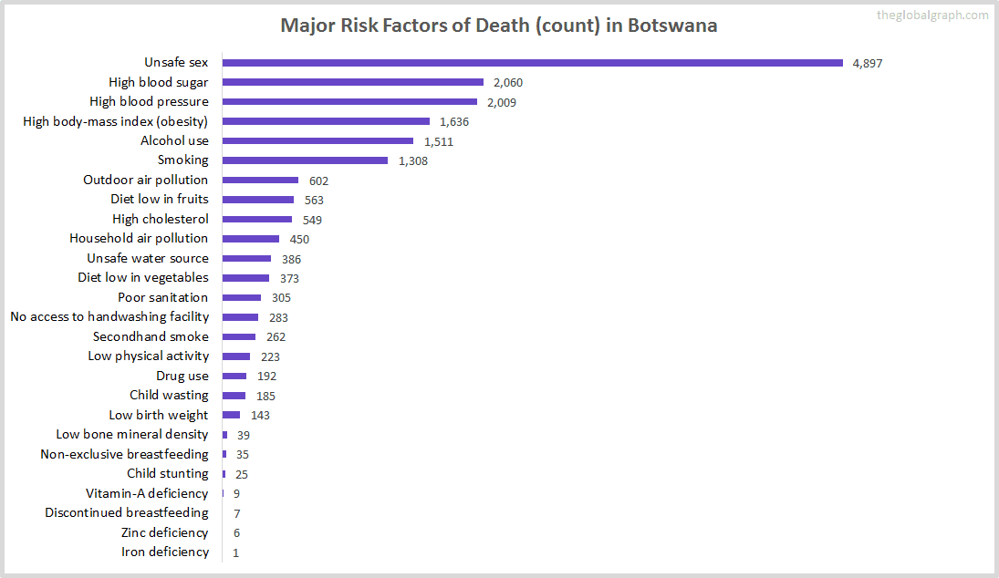 Major Cause of Deaths in Botswana (and it's count)