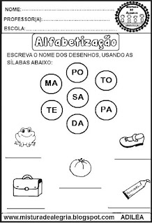 atividades para alfabetização, formação de palavras