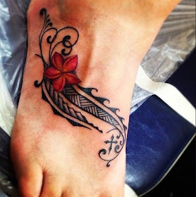 Small Flower Tattoos on Girl's Feet