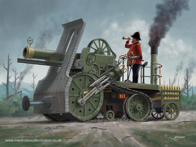 military steampunk field gun illustration