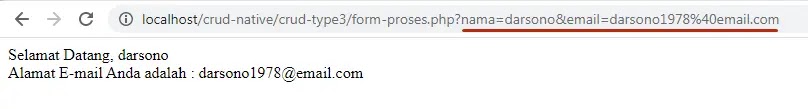 hasil dari form-proses method GET