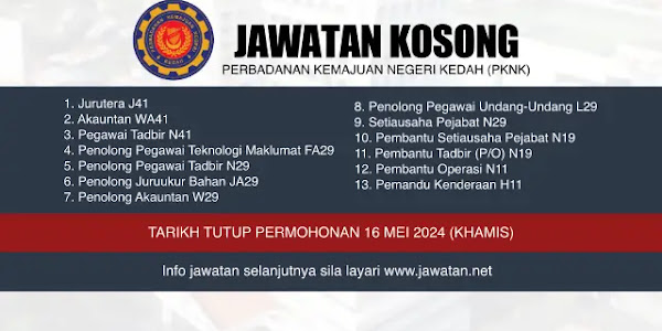 Jawatan Kosong Perbadanan Kemajuan Negeri Kedah (PKNK)