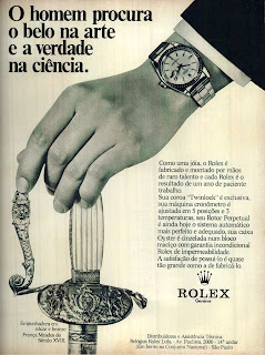 propaganda relógios Rolex - 1973.  Moda anos 70; propaganda anos 70; história da década de 70; reclames anos 70; brazil in the 70s; Oswaldo Hernandez 