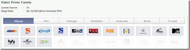 Paket Prime Family Telkomvision Hiburan