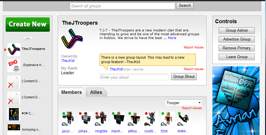 Thejkid S Roblox Updates New Group Layout - john shedletsky says there will be a group vs group system so you can have official wars this will make clans a lot better