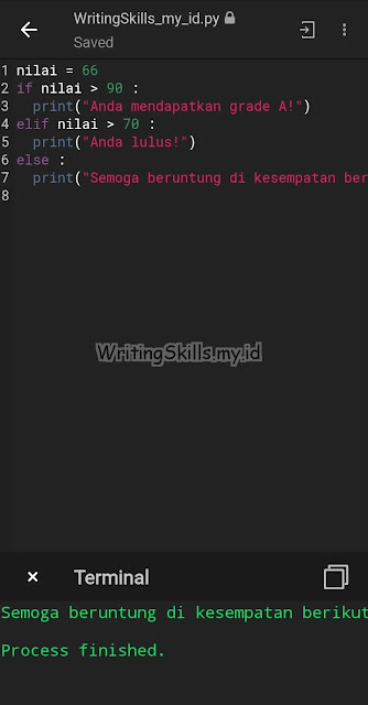 Contoh Penggunaan Statement Elif di Python