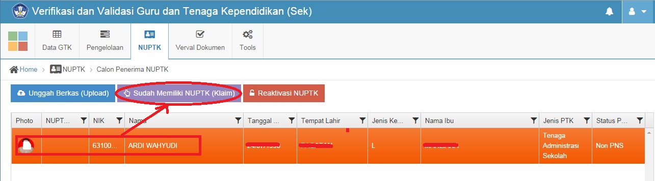 Cara Mengklaim dan Mengaktifkan NUPTK yang Berstatus Non Aktif