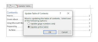 Update Table of Contents in Word