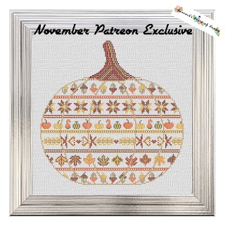 Autumn Pumpkin Cross Stitch Sampler