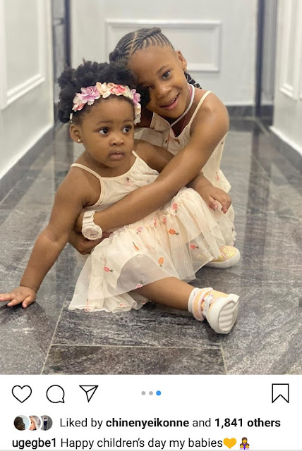 image result for Flavour Nabania daughters,Munachi Gabrielle and her younger sister Kaima