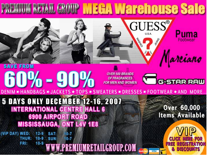 ... : Premium Retail Group featuring GUESS? Jeans mega wearhouse sale