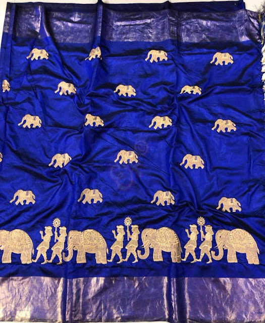 Light Weight Soft Malabar Silk Blend Sarees With Rich Embroidery Work