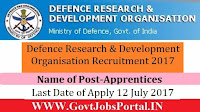 Defence Research and Development Organisation Recruitment 2017– 45 Apprentices