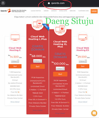 Paket Hosting Murah Qwords - Daeng Situju