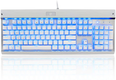 Mechanical Keyboard Blue Switches 104 Lighted Keys Natural Ergonomic Aluminum Design for Windows PC Office and Gaming