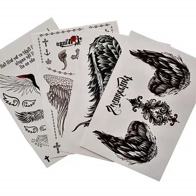 Kotbs Temporary Tattoos Paper Lovely English Words & Feather Designs Body Art Make up for Women Fake Tattoo Sticker