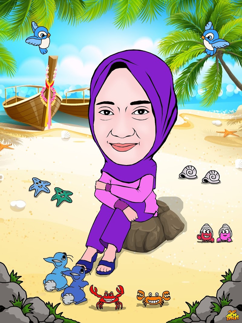 Baru Gambar Kartun Hijab Di Pantai