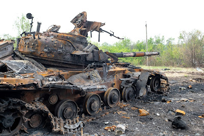 destroyed Ukrainian T-64 tank of the Nato-trained Armed Forces of Ukraine (AFU)