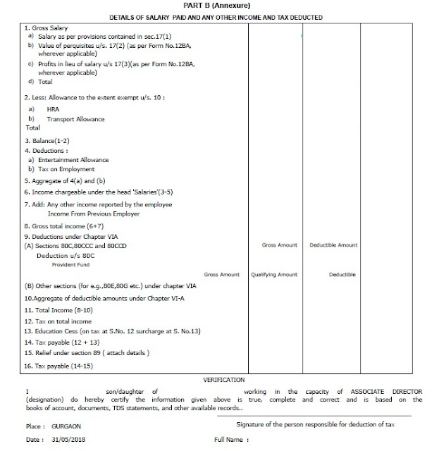 Income Tax Revised Form 16 Part B