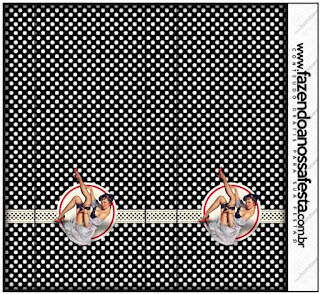 Pin Up en Negro y Rojo con Lunares: Etiquetas para Candy Buffete para Imprimir Gratis.