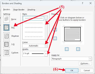 How to make borders and shading in MS Word 2021?