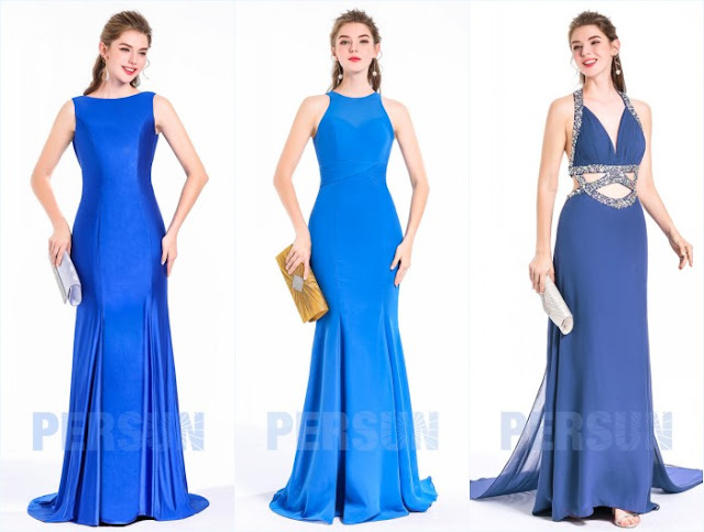 robes sirène de soirée longue bleu 2018 sur persun