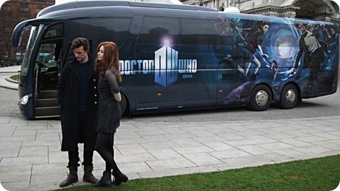 Matt Smith and Karen Gillian at the tour bus